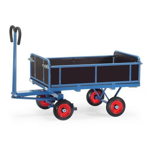 Fetra heavy duty turntable platform trucks with deadman brakes - Turntable trucks with sides 1600 x 900mm solid rubber tyred