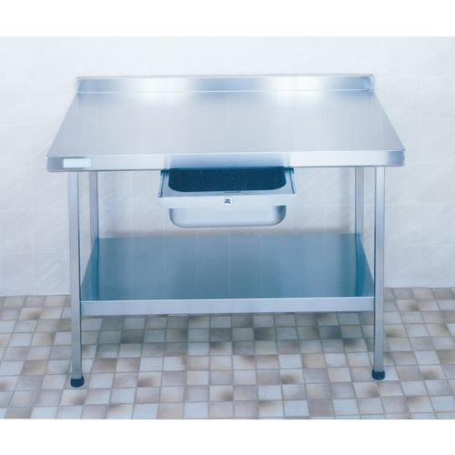 Stainless steel food preparation tables with upstand