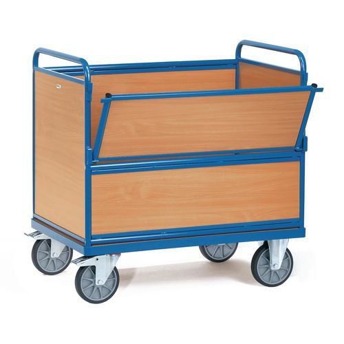 Fetra wooden sided container trucks - platform L x W - 1000 x 700mm, without lid