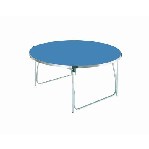 Aluminium framed round folding tables - blue