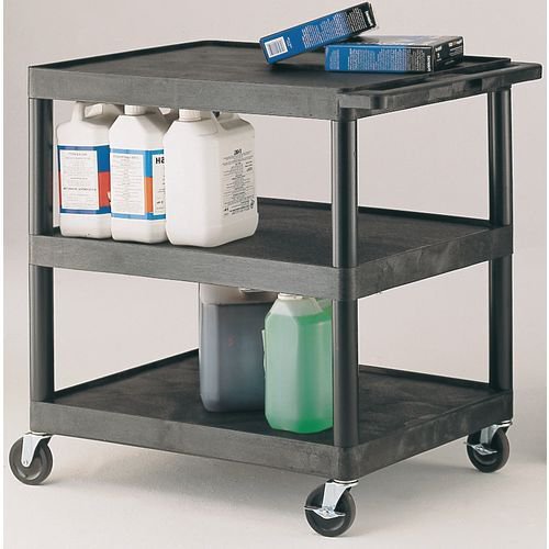 Heavy duty plastic shelf and tray trolleys, capacity 150kg - 3 shelves