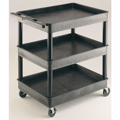 Heavy duty plastic shelf and tray trolleys, capacity 175kg - 3 trays