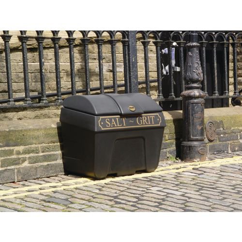 Victoriana Salt and Grit Bin without Hopper Feed Black/Gold 200L 317064 | HC Slingsby PLC