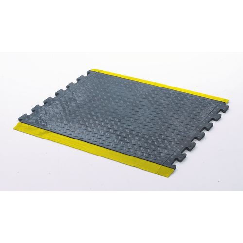 Matting - Fatigue Checker - Pack Of 2 Interlocking Centre Mat, Bk/Yw