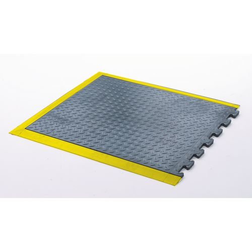 Matting - Fatigue Checker  - Pack Of 2 Interlocking End Mat, Bk/Yw