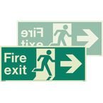 Photoluminescent Fire Exit Double Sided Signs for Large Buildings - Arrow Left Right 250 X 600