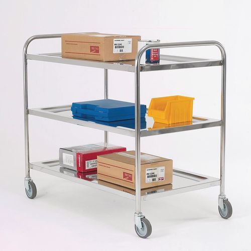 High grade stainless steel shelf trolleys with 3 shelves 575 x 400mm