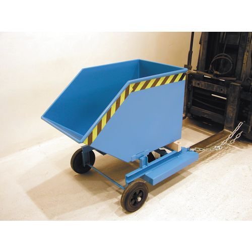 Wheeled forklift tipping skips