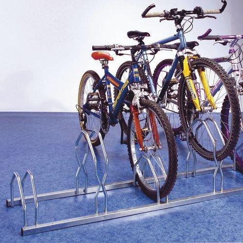 Staggered height floor / wall mounted cycle racks - zinc finish