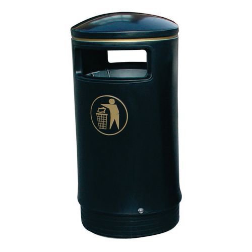 Outdoor Hooded Top Bin 75 Litres Easy Clean Black and Gold *Non-Returnable*