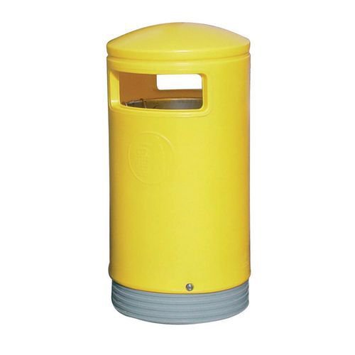 Outdoor Hooded Top Bin 75 Litres Easy Clean Yellow 321774 (H 1000 x Dia 485mm)