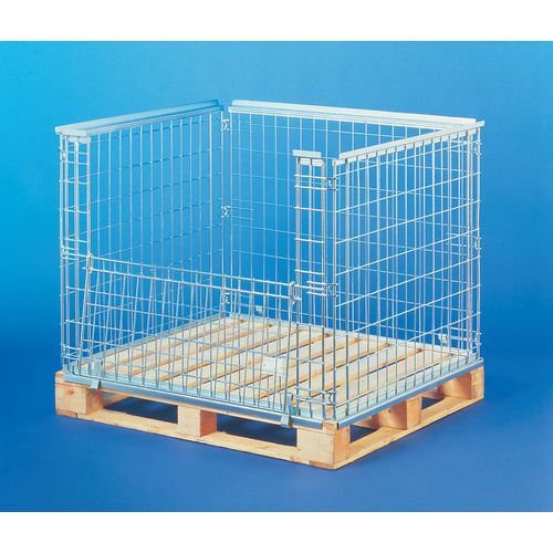 Folding and stackable mesh pallet retention units