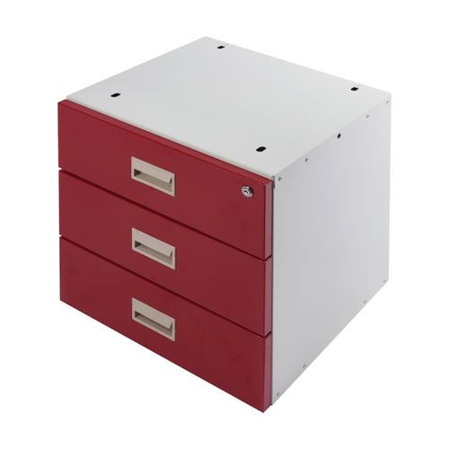 Drawer Unit Triple Red Drawers 420X420X430mm