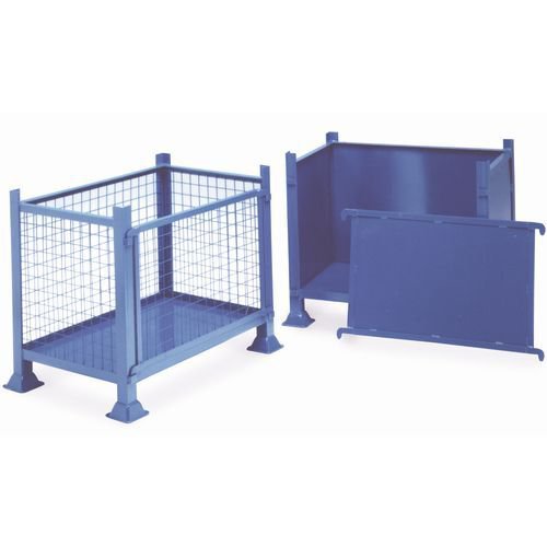 Steel box pallets with detachable panel - Mesh sides