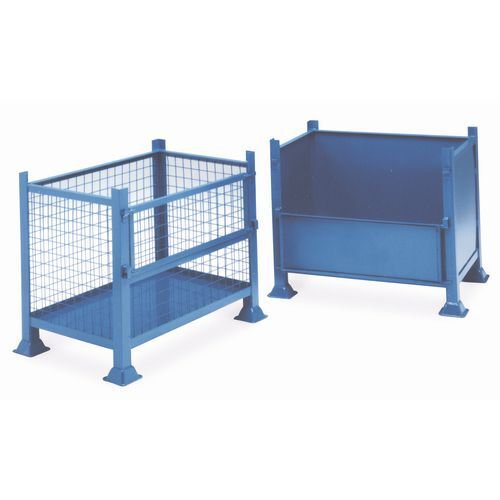 Steel box pallets with half drop side - Mesh sides