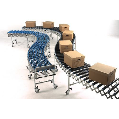 Flexible mobile conveyors, with plastic rollers
