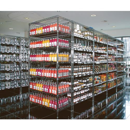 Slingsby chrome wire shelving system starter bay - 5 shelf levels, height 1895mm