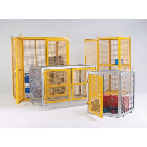 Cage, Security - Static Galvanised With Yellow Doors