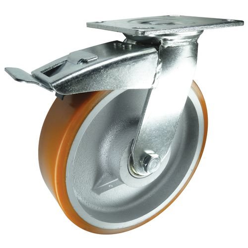 Castor, Swivel - Medium Duty 150mm Dia Poly Wheel & Brake