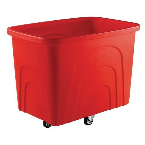 Slingsby robust rim tapered plastic container trucks, red castors in diamond pattern