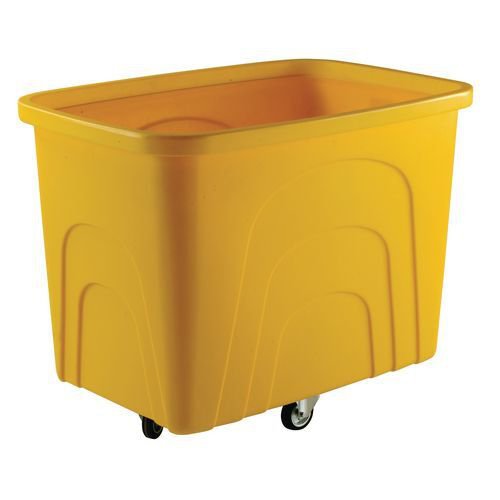Slingsby robust rim tapered plastic container trucks, yellow castors in diamond pattern