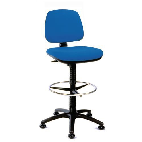 Medium back draughter chair, blue fabric