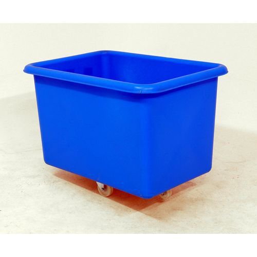 300L nestable plastic container trucks - plywood base, blue