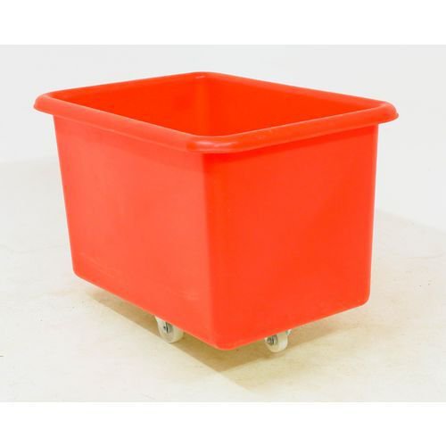 300L nestable plastic container trucks - plywood base, red