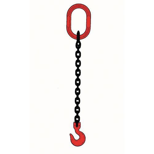Kuplex grade 8 and 10 chain slings, 2m reach - with sling hooks, single leg