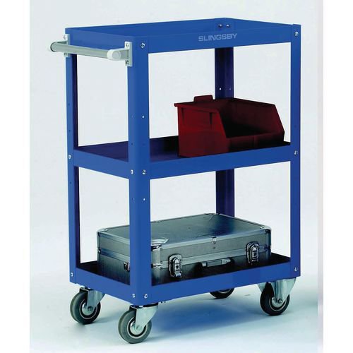 Adjustable steel tray workshop trolleys with three shelves , H x W x L - 900 x 400 x 670mm