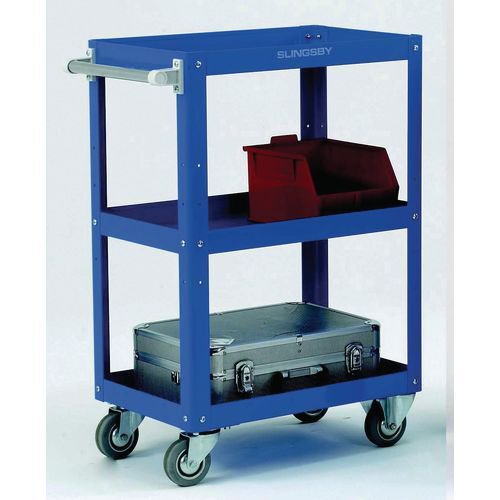 Adjustable steel tray workshop trolleys with three shelves , H x W x L - 900 x 500 x 820mm
