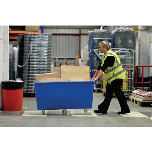 Slingsby tapered plastic container trucks with handles, capacity 412 litres