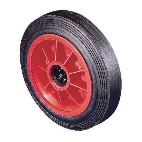 Rubber tyred wheel with polypropylene centre - medium duty