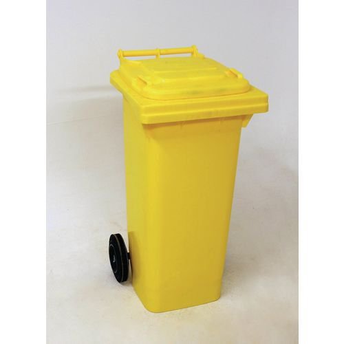 Wheelie Bin UV Stabilised Polyethylene with Rear Wheels 80 Litre Capacity Yellow *non-returnable*