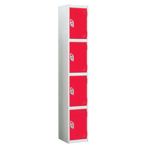 Wet Area Locker 4 Compartment W300 X D300 Red Door
