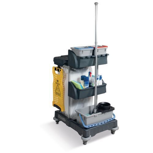 Cleaning mopping trolley with mop