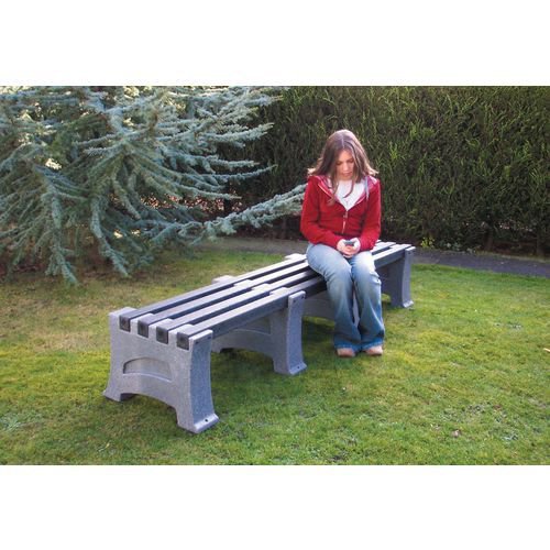 Recycled plastic furniture - Backless bench - pale granite