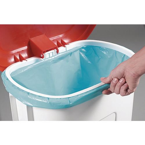 Derby Plastic Pedal Bin 60 Litre White/Red (Dimensions: W500 x D360 x H680mm) 348012 SBY14759 Buy online at Office 5Star or contact us Tel 01594 810081 for assistance