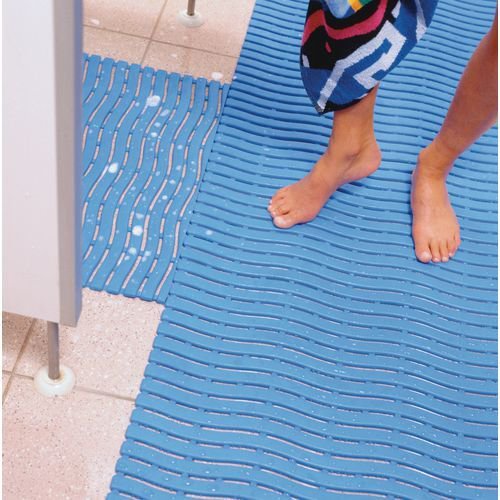 Wet area PVC safety matting - Blue - Available as 15m roll, cut length or mat