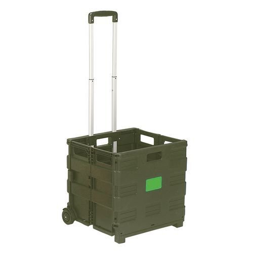 Folding Container/Crate Trolley (No Lid) Black/Grey 35kg capacity 35kg/44 Litres 430x380x410mm (with handle up 910mm)