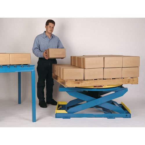 Air operated load levelling pallet positioner