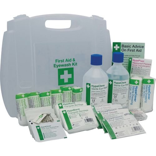 HSE compliant first aid and eye wash kit 1-10 persons