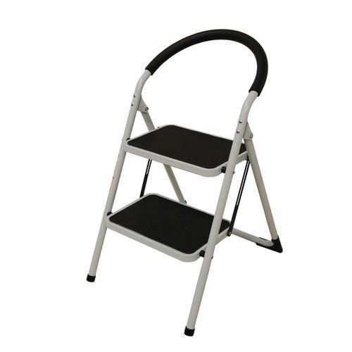 47578SL | Capacity kg: 100. Colour: Grey. Colour: White. Finish: Painted. Height to Top Step mm: 490. Material: Steel. No. of Treads: 2. Type: Folding. Weight kg: 6.