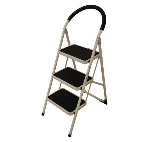 47585SL | Capacity kg: 100. Colour: Grey. Colour: White. Finish: Painted. Height to Top Step mm: 720. Material: Steel. No. of Treads: 3. Type: Folding. Weight kg: 9.