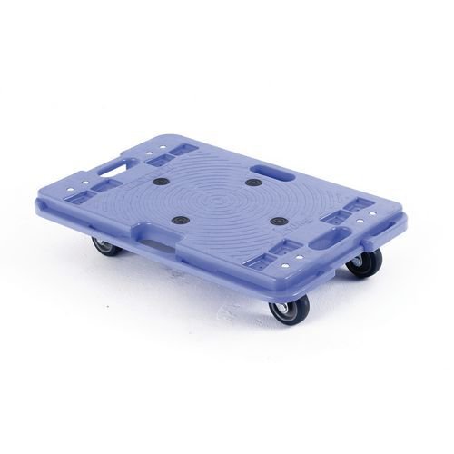 Slingsby Silentmaster Interconnecting Plastic Dolly With Integral Handle Stackable 150Kg Capacity L600 x W400 x H120mm Blue - 360660 Dollies & Skates 47529SL