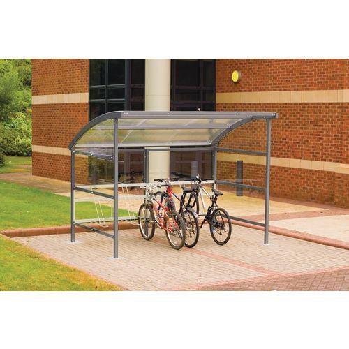 Premium cycle shelter and cycle rack - extension shelter - plastic roof and sides