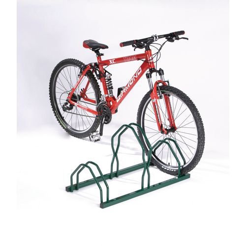 Staggered height floor / wall mounted cycle racks - Green