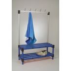 Single Bench with Hooks - Blue 6 Hooks - Length 1000 mm