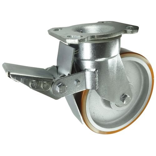 200mm Fabricated Steel Castor - Swivel With Total Stop Brake