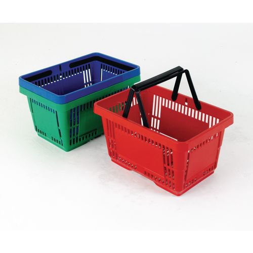 Plastic shopping baskets - pack of 12, blue